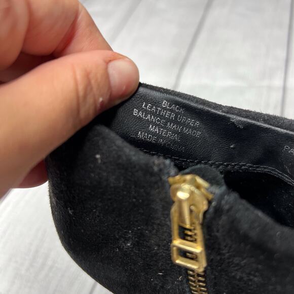 Steve Madden Black Heeled Ankle Boots Booties Leather Suede Gold Zip Sz 8.5M - Picture 8 of 11